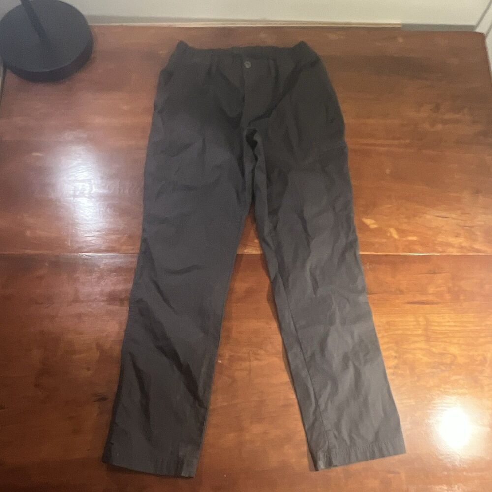 prAna Women's Black Solid Flat Front Button Pants Pockets 29" Inseam